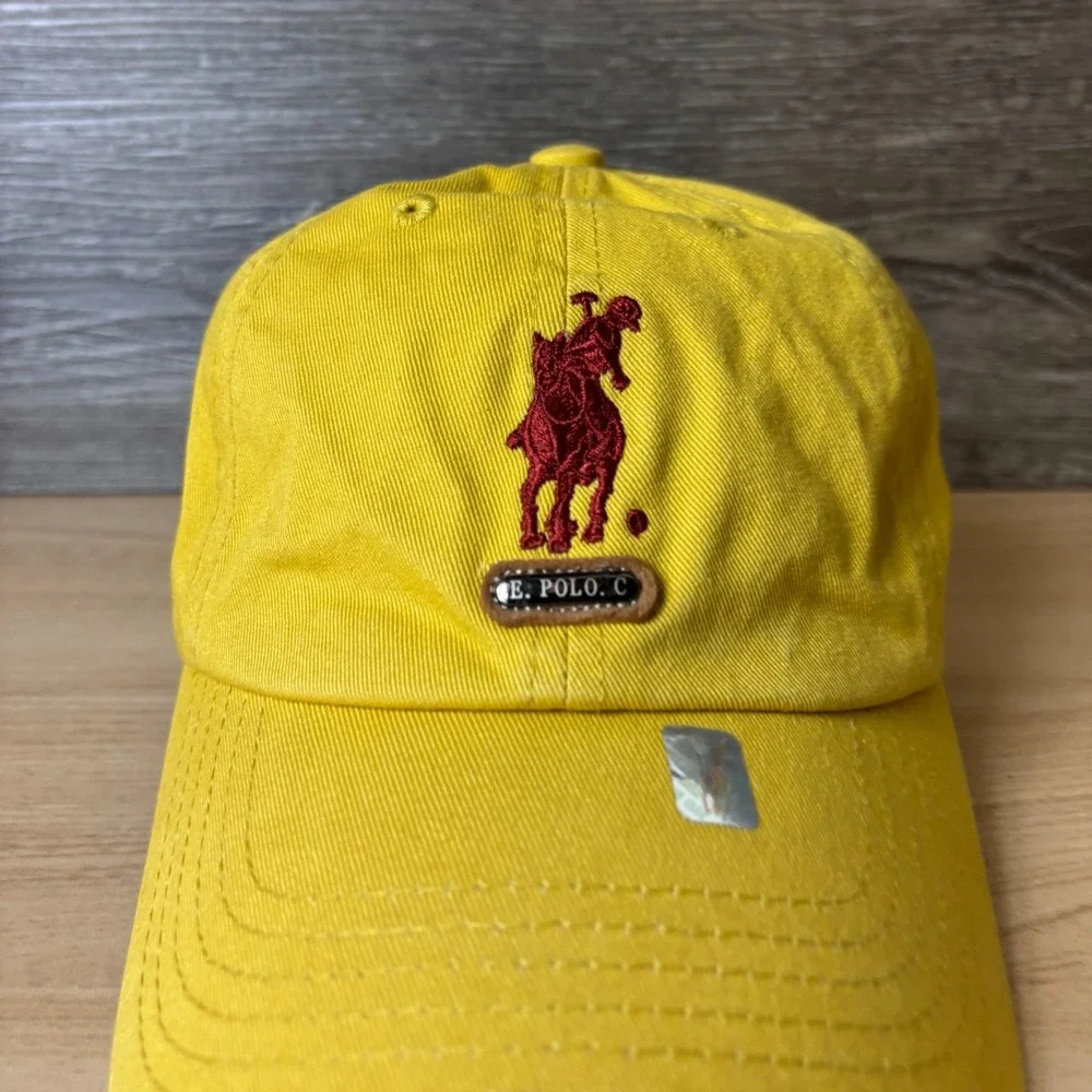 Eagle Polo Club Golf Hat Cap Strap Back Yellow Adjustable